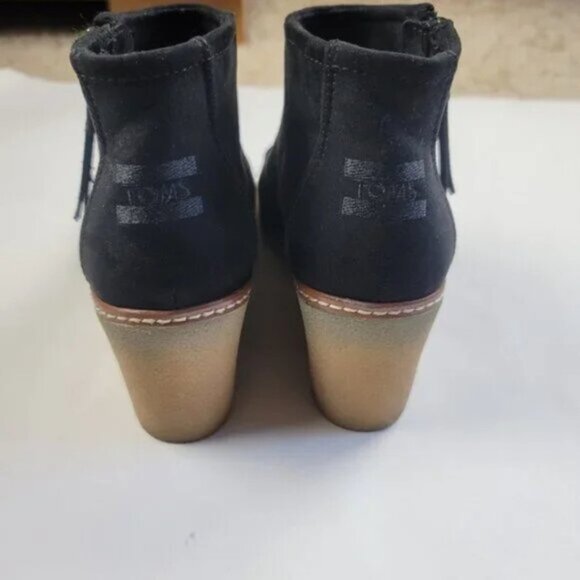 Toms Avery Black Suede Wedge Ankle Boots - Stylish Comfort Booties for Women - Picture 5 of 10
